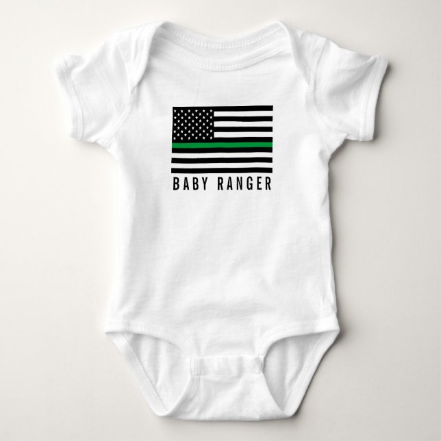 Baby Ranger Thin Green Line American Flag Baby Strampler (Vorderseite)