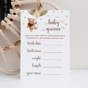 Baby rät Game Baby Dusche Teddy Bear Card Einladung