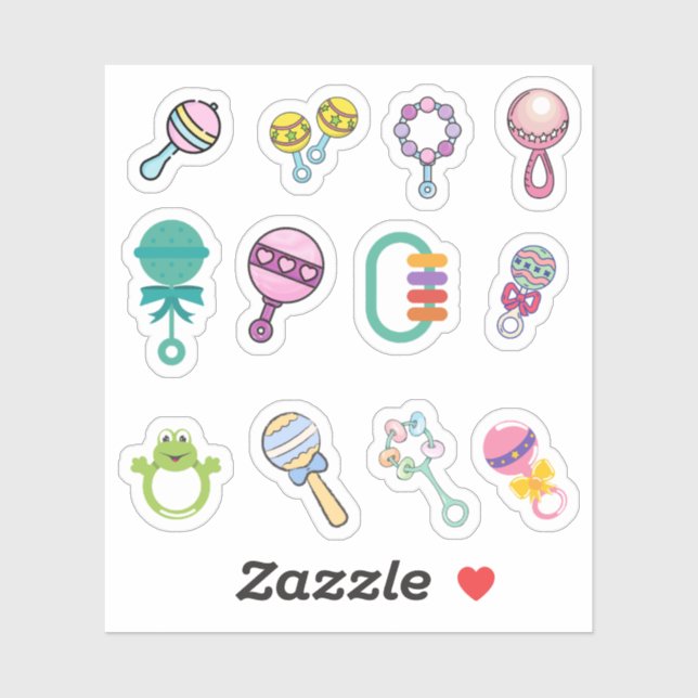 Baby Rattle Stickers Aufkleber (Blatt)