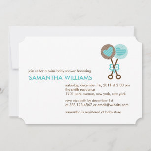 Baby Rattles Twin Boys Baby Shower Einladung