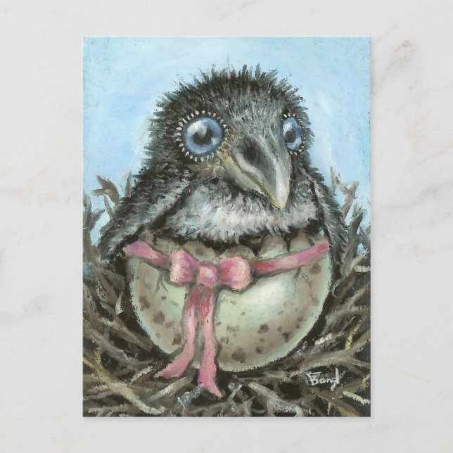 Baby Raven Postkarte (Vorderseite)