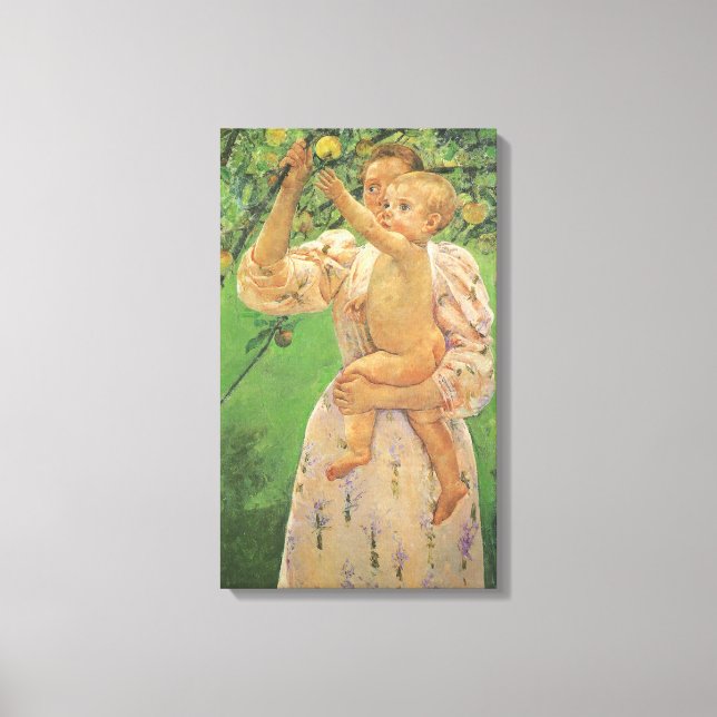 Baby Reaching für einen Apple von Mary Cassatt Leinwanddruck (Vorderseite)