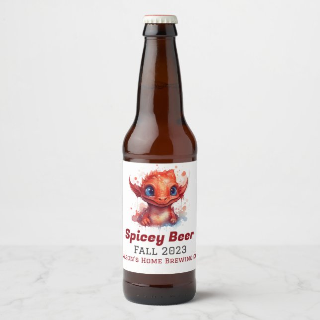 Baby Red Dragon Zuhause Brew Beer Bierflaschenetikett (Vorderseite)