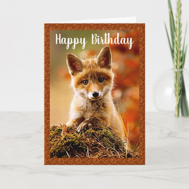 Baby Red Fox Happy Birthday Grußkarte Karte (Vorderseite)
