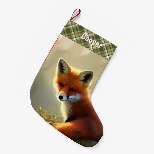 Baby Red Fox Wildlife Portrait Personalisiert Kleiner Weihnachtsstrumpf (Vorderansicht (hängend))