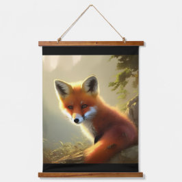 Baby Red Fox Wildlife Portrait Wandteppich Mit Holzrahmen