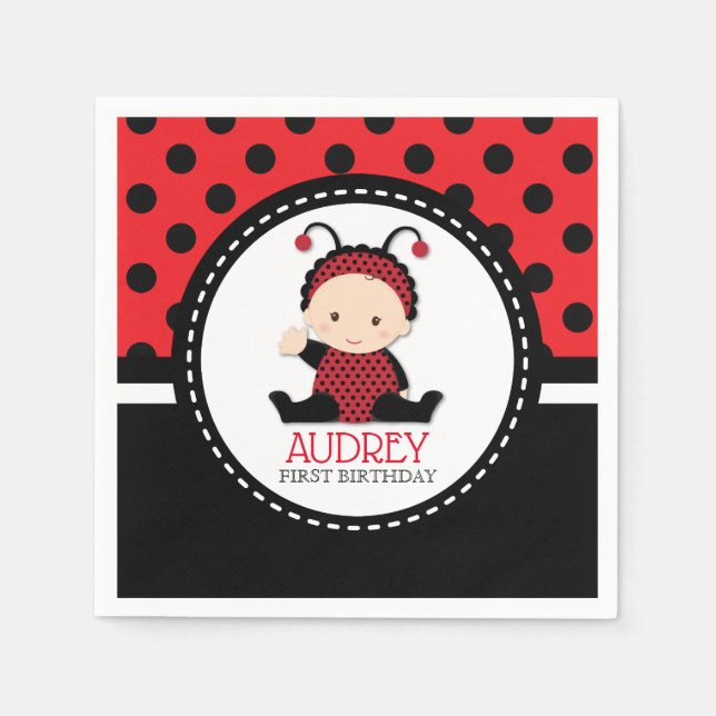 Baby Red Ladybug First Birthday Baby Shower Serviette (Vorderseite)