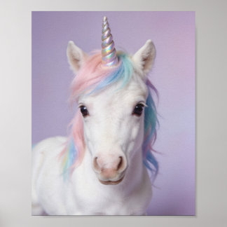 Baby Regenbogen-Einhorn-Porträt – Magisches Kinder Poster