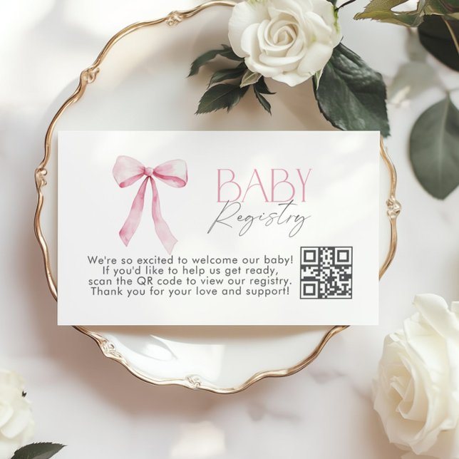 Baby Registry Pink Bow Wildblume Babydusche Begleitkarte (Von Creator hochgeladen)