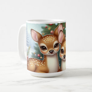 Baby-Reh-Weihnachtsbaum-Wald-Weihnachts-Kunst Kaffeetasse