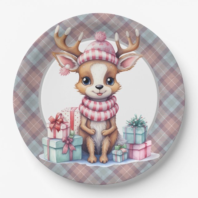 Baby Reindeer Birthday Pappteller (Vorderseite)