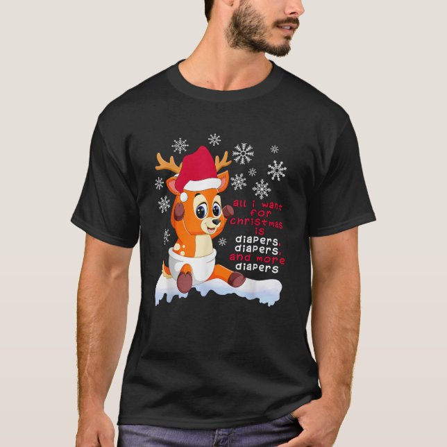 Baby Reindeer Diaper Christmas Wishlist  T-Shirt (Vorderseite)