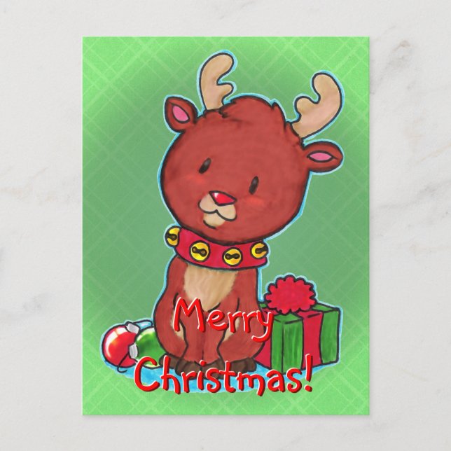 Baby Reindeer Postcard Feiertagspostkarte (Vorderseite)