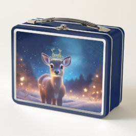 Baby Reindeer with Merry Christmas greeting Metall Brotdose