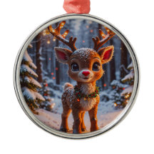 Baby Rentier im Schneewald