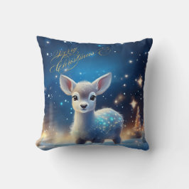 Baby Rentier mit fröhlichen Weihnachtsgrüßen Kissen