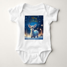 Baby Rentier mit fröhlichen Weihnachtsgrüßen Strampler