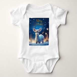 Baby Rentier mit fröhlichen Weihnachtsgrüßen Strampler
