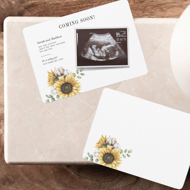 Baby Reveal Sonnenblume Eukalyptus Sonogram (Sunflower Sonogram Pregnancy Announcement Card)