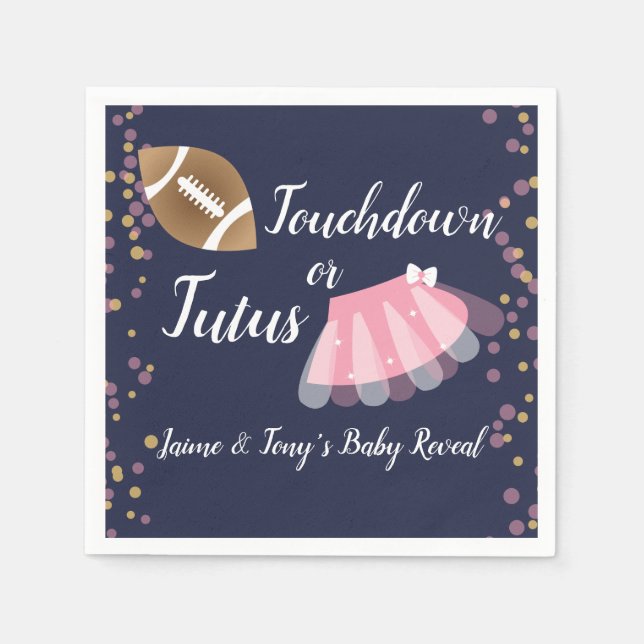 Baby Reveal Tutus oder Touchdown Blue Serviette (Vorderseite)