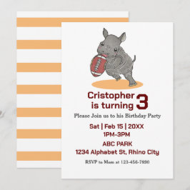 Baby Rhino American Football Einladung zum Geburts