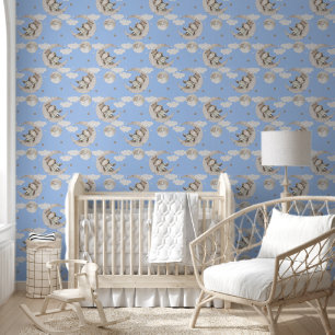 Baby Rhinoceros Moon Blue Tapete