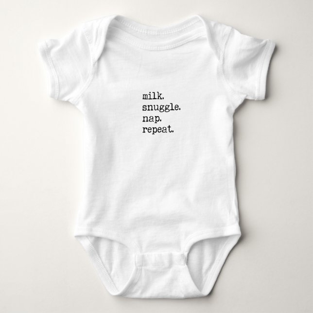 Baby Romper - Milk, Snuggle, Nap, Repeat Strampler (Vorderseite)