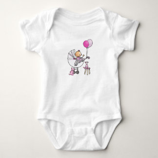 Baby rompertje met baby in kinderwagen strampler