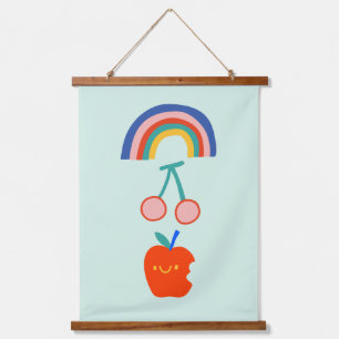 Baby Room Apple Rainbow Colorful Kinderzimmer Wandteppich Mit Holzrahmen