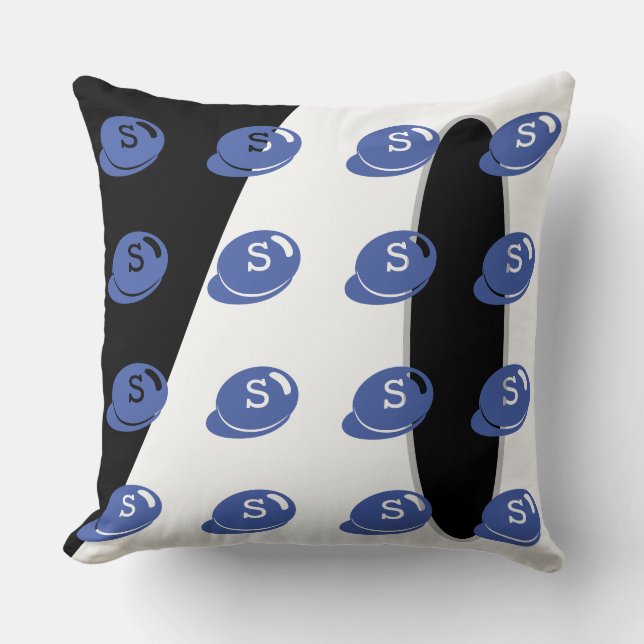 Baby RoomCUTE_BLUE_WHITE_BLACK_GRAY RMDESIGNFLO55 Kissen (Vorderseite)