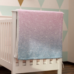 Baby Rosa Blau Ombre Glitter Gradient Fleecedecke