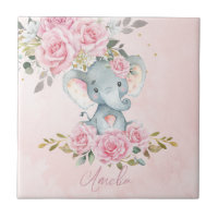 Baby Rosa Blumen Süßer Elefant Kinderzimmer Schlaf