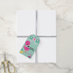 Baby-Rosa-Flamingo-Babyparty danken Ihnen Geschenkanhänger