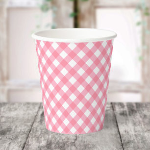 Baby Rosa Gingham-Papierbecher Pappbecher