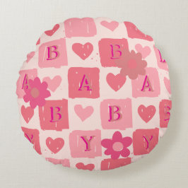 Baby rosa Herzklosett Rundes Kissen