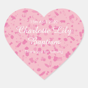 Baby Rosa Konfetti Taufe Begünstigung Herz-Aufkleber
