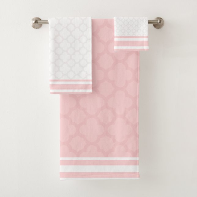 Baby-Rosa Quatrefoil Bad-Tuch-Set Badhandtuch Set (Insitu)