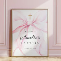 Baby-Rosa-Schleifen-Mädchen-Taufe-Willkommensposte