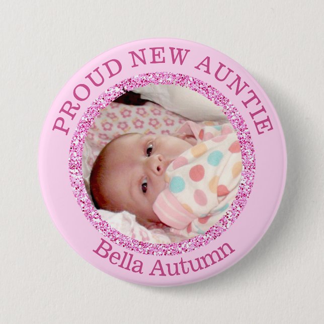 Baby-rosa stolze Tante Button (Vorderseite)