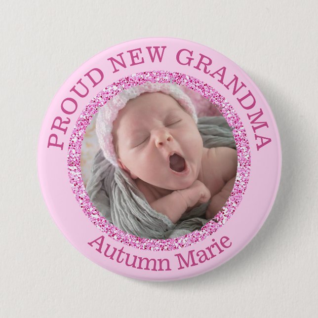Baby-rosa stolzer Großmutter-Knopf Button (Vorderseite)