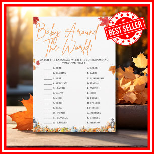 BABY RUND UM DIE WELT Baby Shower Game PUMPKIN Einladung