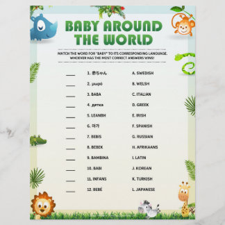 Baby rund um die Welt [Thema Tiere] Briefbogen