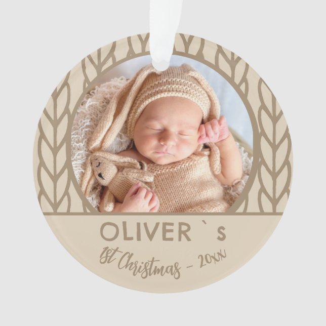 Baby`s 1st Christmas Knitting Photo  Ornament (Vorderseite)