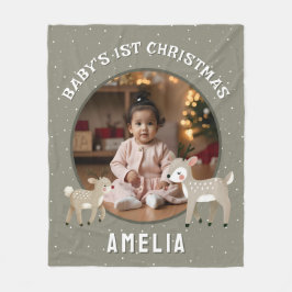 Baby’s 1st Christmas Reindeer Keepsake Photo Fleecedecke