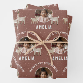 Baby’s 1st Christmas Reindeer Keepsake Photo Geschenkpapier Set