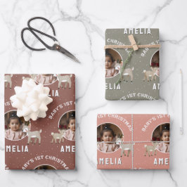 Baby’s 1st Christmas Reindeer Keepsake Photo Geschenkpapier Set