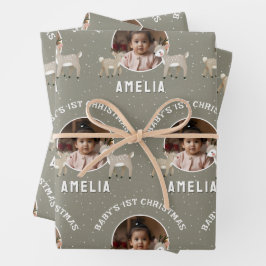 Baby’s 1st Christmas Reindeer Keepsake Photo Geschenkpapier Set