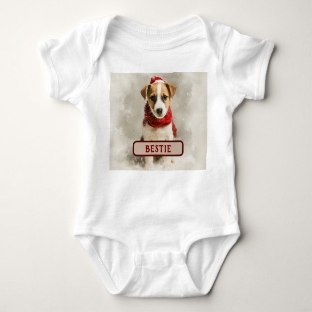 Baby’s Christmas Bodysuit – Cute Bestie Dog Design Baby Strampler (Vorderseite)