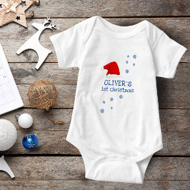 Baby`s erste Weihnachts-Weihnachtsmannmütze Snowfl Baby Strampler