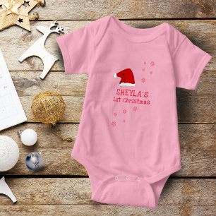 Baby`s erste Weihnachts-Weihnachtsmannmütze Snowfl Baby Strampler